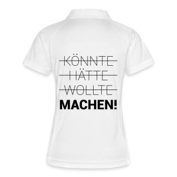Könnte Hätte Wollte Machen - Frauen Polo atmungsaktiv - Weiß/Navy - Hinten