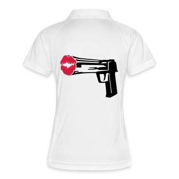 Kiss Pistol - Frauen Polo atmungsaktiv - Weiß/Navy - Hinten