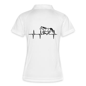 Mein Herz schlägt für Pferde - Frauen Polo atmungsaktiv - Weiß/Navy - Hinten