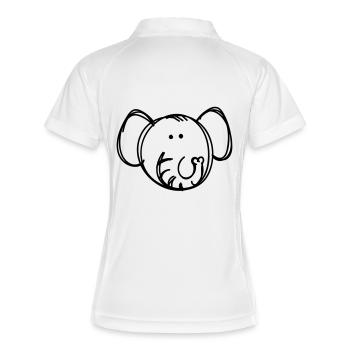 Elefant Zeichnung - Frauen Polo atmungsaktiv - Weiß/Navy - Hinten