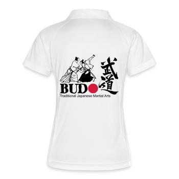 Budo Japanische Kampfkünste T Shirt - Frauen Polo atmungsaktiv - Weiß/Navy - Hinten