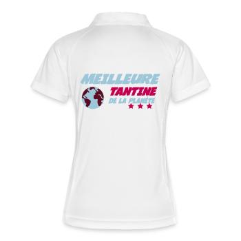 Beste TANTINE der Welt - Frauen Polo atmungsaktiv - Weiß/Navy - Hinten