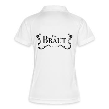 Hier ist die Braut! - Frauen Polo atmungsaktiv - Weiß/Navy - Hinten