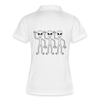Team 3 Freunde Aliens - Frauen Polo atmungsaktiv - Weiß/Navy - Hinten