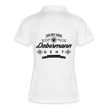 dobermann mit dem geht - Frauen Polo atmungsaktiv - Weiß/Navy - Hinten