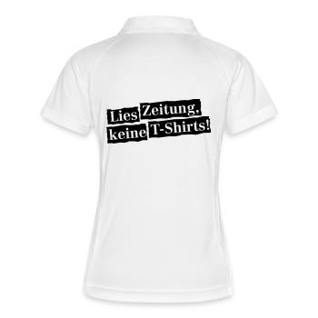 lies_zeitung_keine_t-shirts - Frauen Polo atmungsaktiv - Weiß/Navy - Hinten