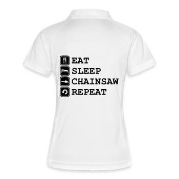 Eat, sleap, chainsaw - Frauen Polo atmungsaktiv - Weiß/Navy - Hinten