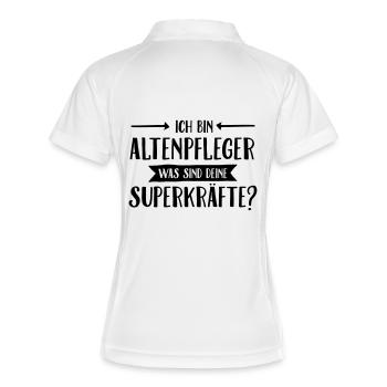 Ich Bin Altenpfleger Was Sind Deine Superkräfte - Frauen Polo atmungsaktiv - Weiß/Navy - Hinten