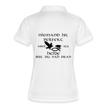 niemand ist perfekt - Frauen Polo atmungsaktiv - Weiß/Navy - Hinten