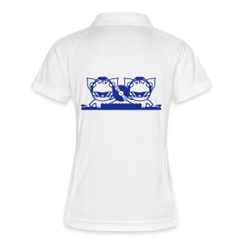 DJ 2 Mixer Cats Team Vinyle Enregistrement Soirée Crew - Polo respirant Femme - blanc/marine - Dos