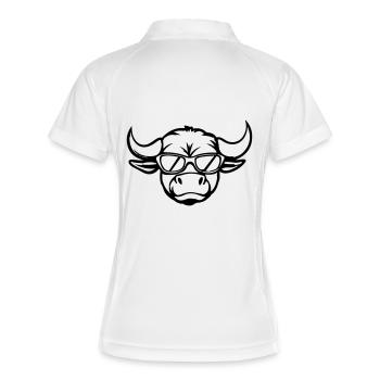 Visage de bande dessinée Taureau - Polo respirant Femme - blanc/marine - Dos