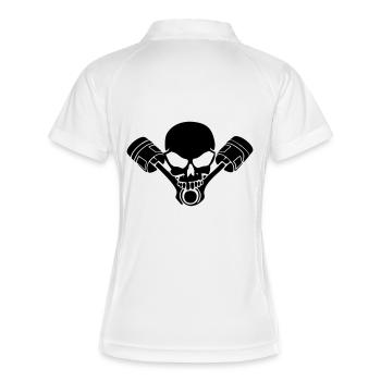 Motocrosshead - Frauen Polo atmungsaktiv - Weiß/Navy - Hinten