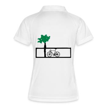 Fahrrand am Strand Vektor - Frauen Polo atmungsaktiv - Weiß/Navy - Hinten