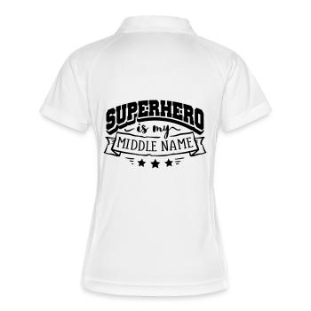 Superhero my Name - Frauen Polo atmungsaktiv - Weiß/Navy - Hinten