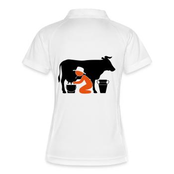 Agriculteur à traire une vache - Polo respirant Femme - blanc/marine - Dos