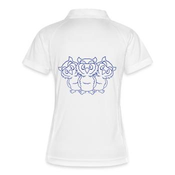 3 Eulen Team Freunde Party Crew drei Brüder Truppe - Frauen Polo atmungsaktiv - Weiß/Navy - Hinten