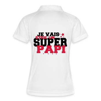 JE VAIS être un super PAPi - Polo respirant Femme - blanc/marine - Dos