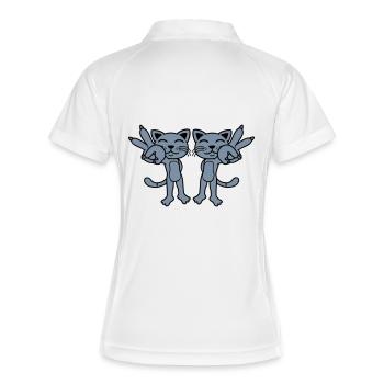 2 Chats Signe de paix - Polo respirant Femme - blanc/marine - Dos