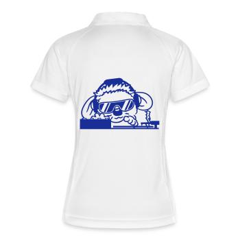 Lustiger Cooler DJ Igel Mischpult Party Musik Spaß - Frauen Polo atmungsaktiv - Weiß/Navy - Hinten