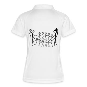 Kindergarten Erzieher - Frauen Polo atmungsaktiv - Weiß/Navy - Hinten