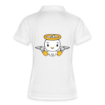 Vogel Ente Engel Himmel Heiligenschein heilig süß - Frauen Polo atmungsaktiv - Weiß/Navy - Hinten