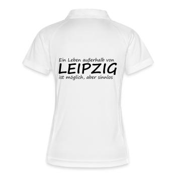 Leben außerhalb Leipzigs - Frauen Polo atmungsaktiv - Weiß/Navy - Hinten