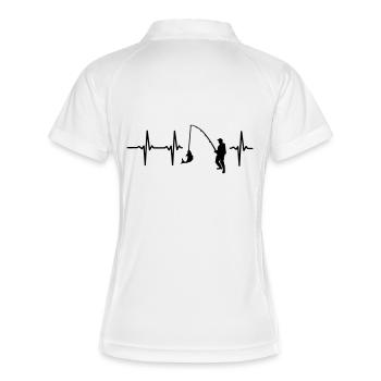 MEIN HERZ SCHLÄGT FÜRS ANGELN! - Frauen Polo atmungsaktiv - Weiß/Navy - Hinten