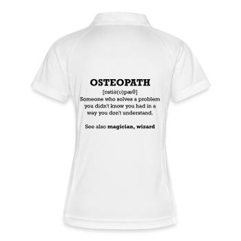 Osteopath - wizard - Frauen Polo atmungsaktiv - Weiß/Navy - Hinten