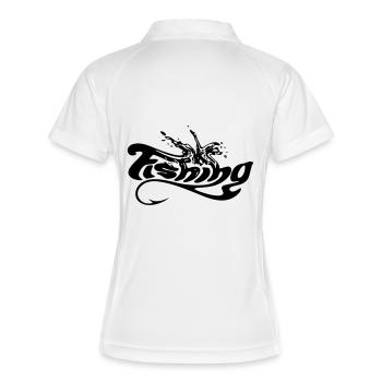 sz2_fishing - Frauen Polo atmungsaktiv - Weiß/Navy - Hinten