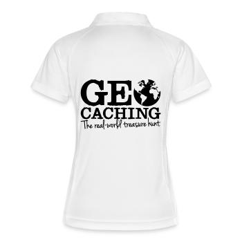 geocaching - the real-world treasure hunt - Frauen Polo atmungsaktiv - Weiß/Navy - Hinten