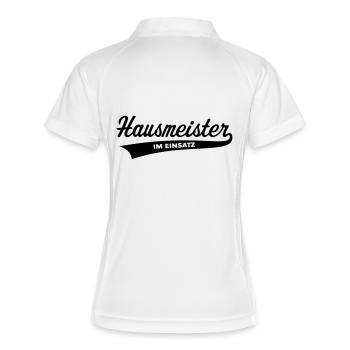 Hausmeister Im Einsatz - Frauen Polo atmungsaktiv - Weiß/Navy - Hinten