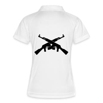 ak47 Maschinengewehr Kalaschnikow Geek Gamer Spaß - Frauen Polo atmungsaktiv - Weiß/Navy - Hinten