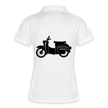 Fahrzeug - Schwalbe - Frauen Polo atmungsaktiv - Weiß/Navy - Hinten
