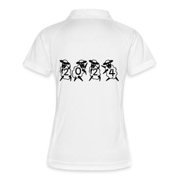 2024 Jahreszahl Datum Zahl Anno Kalenderjahr Sheep - Frauen Polo atmungsaktiv - Weiß/Navy - Hinten