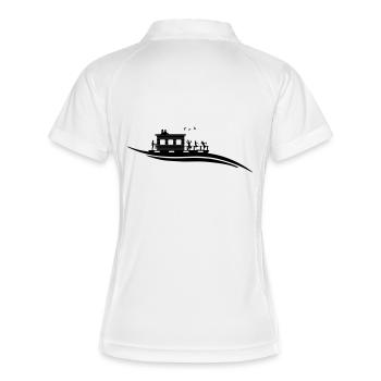 Hausboot Welle - Frauen Polo atmungsaktiv - Weiß/Navy - Hinten