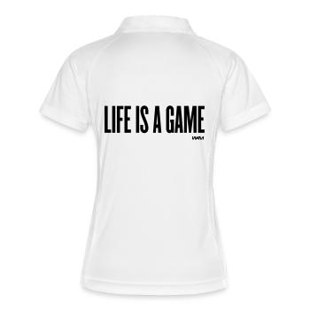 life is a game play by wam - Frauen Polo atmungsaktiv - Weiß/Navy - Hinten