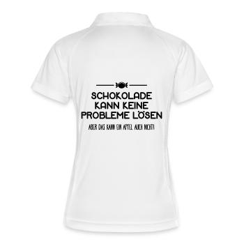 Schokolade keine Probleme löse Apfel auch nicht - Frauen Polo atmungsaktiv - Weiß/Navy - Hinten