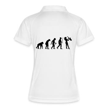 Saxofon Evolution - Frauen Polo atmungsaktiv - Weiß/Navy - Hinten