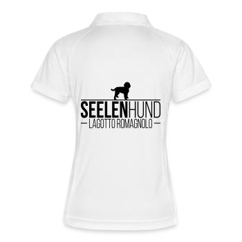 LAGOTTO ROMAGNOLO Seelenhund - Frauen Polo atmungsaktiv - Weiß/Navy - Hinten