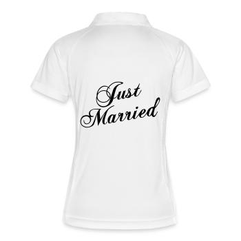 Just Married_V8 - Frauen Polo atmungsaktiv - Weiß/Navy - Hinten