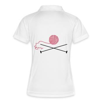 aiguille à tricoter laine / wool 'n knitting - Polo respirant Femme - blanc/marine - Dos