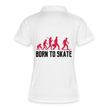text born to skate evolution brett skater skateboa - Frauen Polo atmungsaktiv - Weiß/Navy - Hinten
