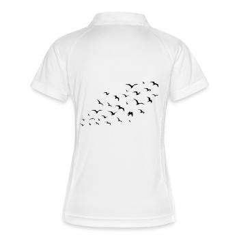 birds - Frauen Polo atmungsaktiv - Weiß/Navy - Hinten