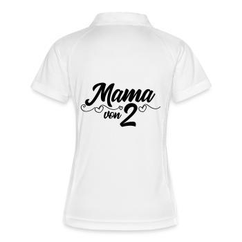 Mama von Zwei - Zwillingsmama - Frauen Polo atmungsaktiv - Weiß/Navy - Hinten