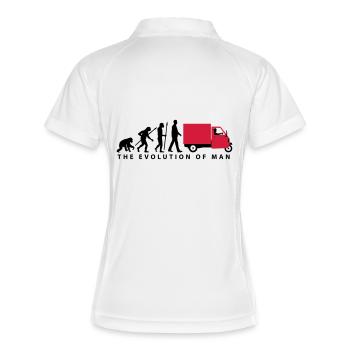 evolution_of_man_Piaggio Ape_092014_b_2c - Frauen Polo atmungsaktiv - Weiß/Navy - Hinten
