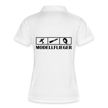 Modellflieger_leben - Frauen Polo atmungsaktiv - Weiß/Navy - Hinten