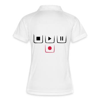 stop play pause rec - Polo respirant Femme - blanc/marine - Dos