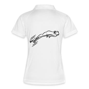 Frosch springen - Frauen Polo atmungsaktiv - Weiß/Navy - Hinten