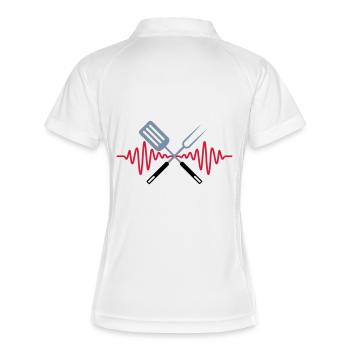 Puls Grillgabel Barbecue Frequenz - Frauen Polo atmungsaktiv - Weiß/Navy - Hinten