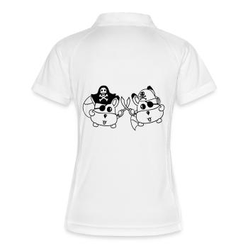 2 Little Cute Pirate Foxes Eye Patch Saber Duel - Women's Polo breathable - white/navy - Back